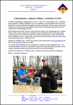 5. Internationaler – Siegfried F. Hübner – Gedächtnis CUP 2012