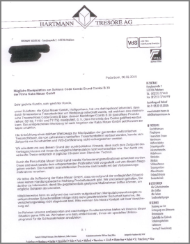 Hinweise der Fa. Hartmann Tresore an Jäger und Waffenbesitzer