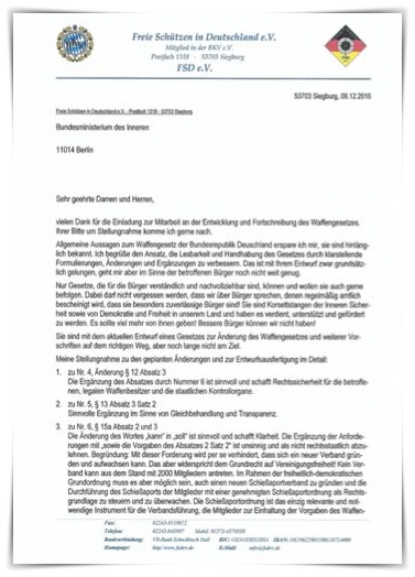 Stellungnahme zur Waffenrechtsänderung 161209